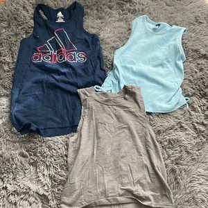 3 tank tops, addidas, old navy, kohl’s never worn, navy blue, gray, light blue